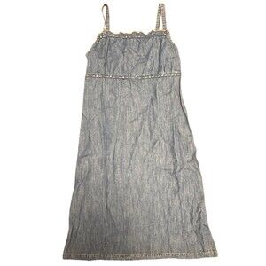 Vintage 90’s Denim Jean 100%‎ Cotton Straps Sun Dress Size M